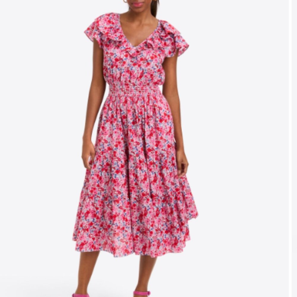 Marie Midi Dress in Cotton - XS